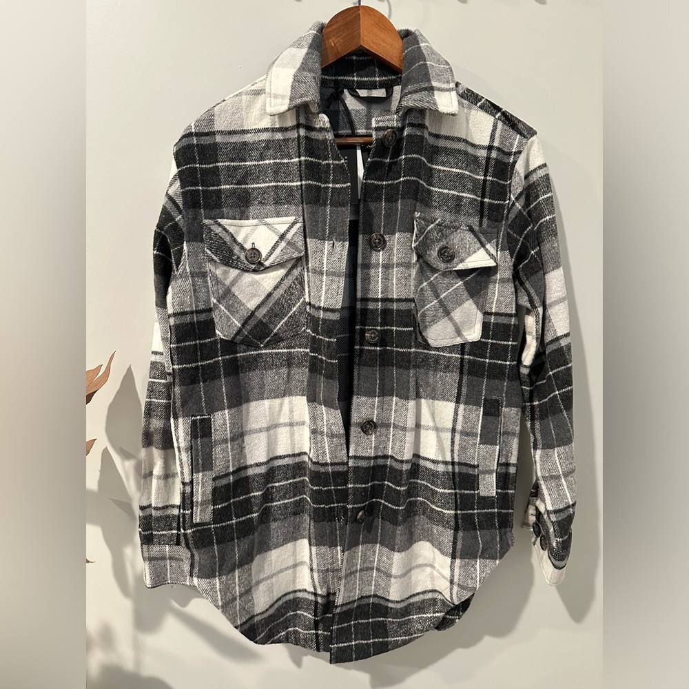 BUFFALO David Bitton gray black & white button down flannel